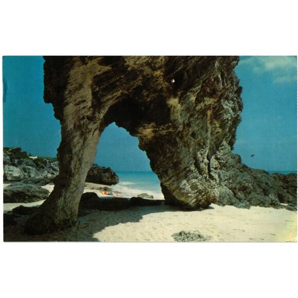 Natural Arches, Tucker's Town, Bermuda: Unusual Rock Formation by Sea Postcard - Picture 1 of 2